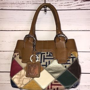 🎄Tignanello Leather/fabric patchwork handbag